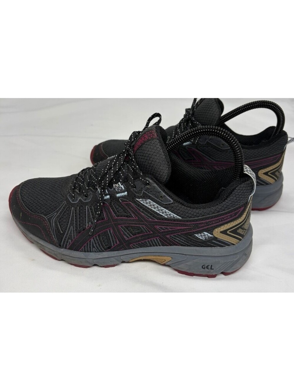 Women's Asics Gel-Venture 7 Black Trail Athletic Running Shoes 1012A47 US 6.5
